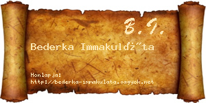 Bederka Immakuláta névjegykártya